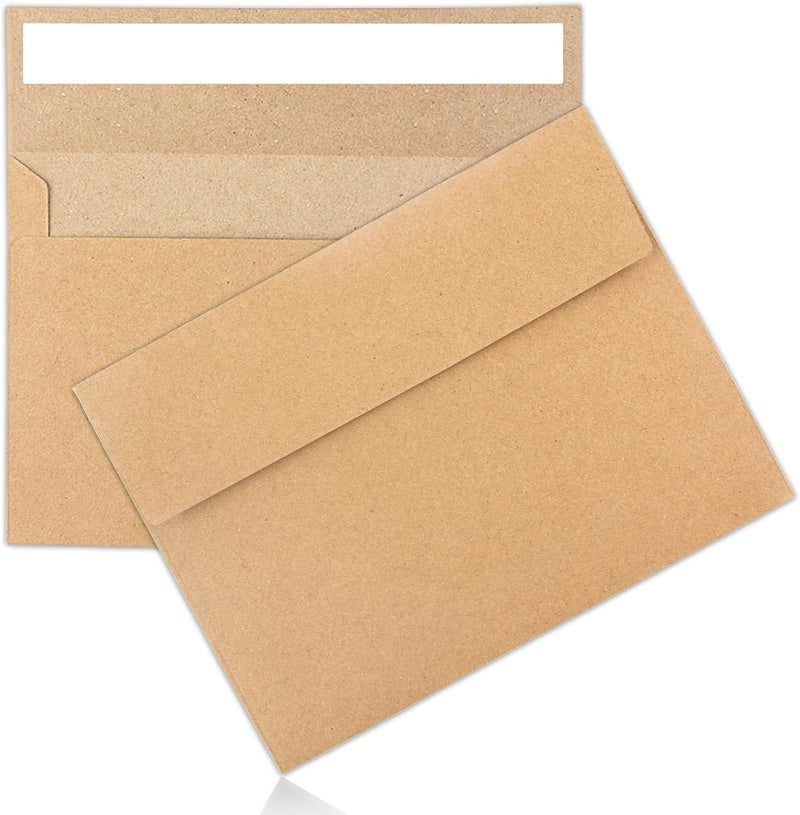 JOOLOKT 50Packs A4 Kraft Envelopes 4x 6 Inch Card Envelopes,Self Seal for Weddings, Greeting Cards，Mailing， Invitations, Photos, Postcards - Image 1